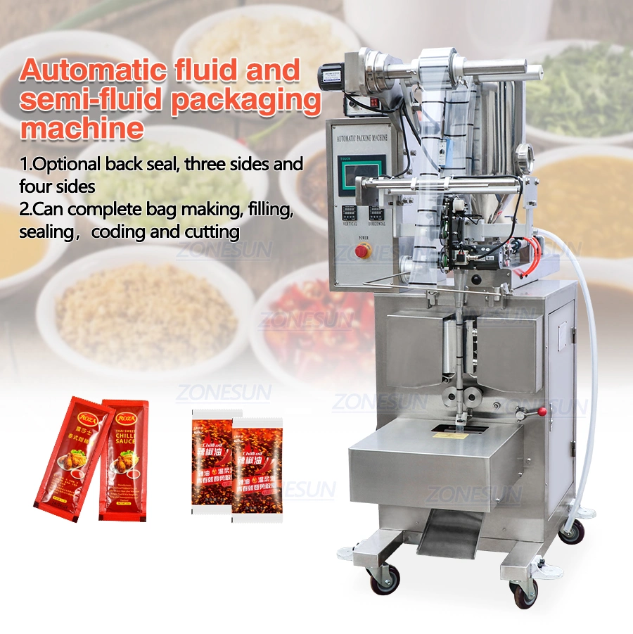 Zonesun Automatic Paste Honey Stick Oil Jam Ketchup Water Quantitative Liquid Packaging Machine Filling Sealing Machine